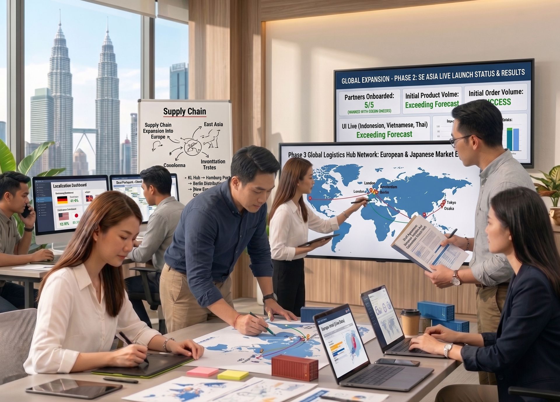 A client team reviewing their performance dashboard together