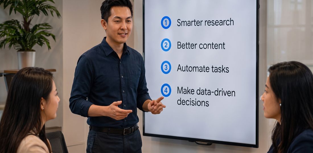 A trainer running an AI-for-work session with a client team